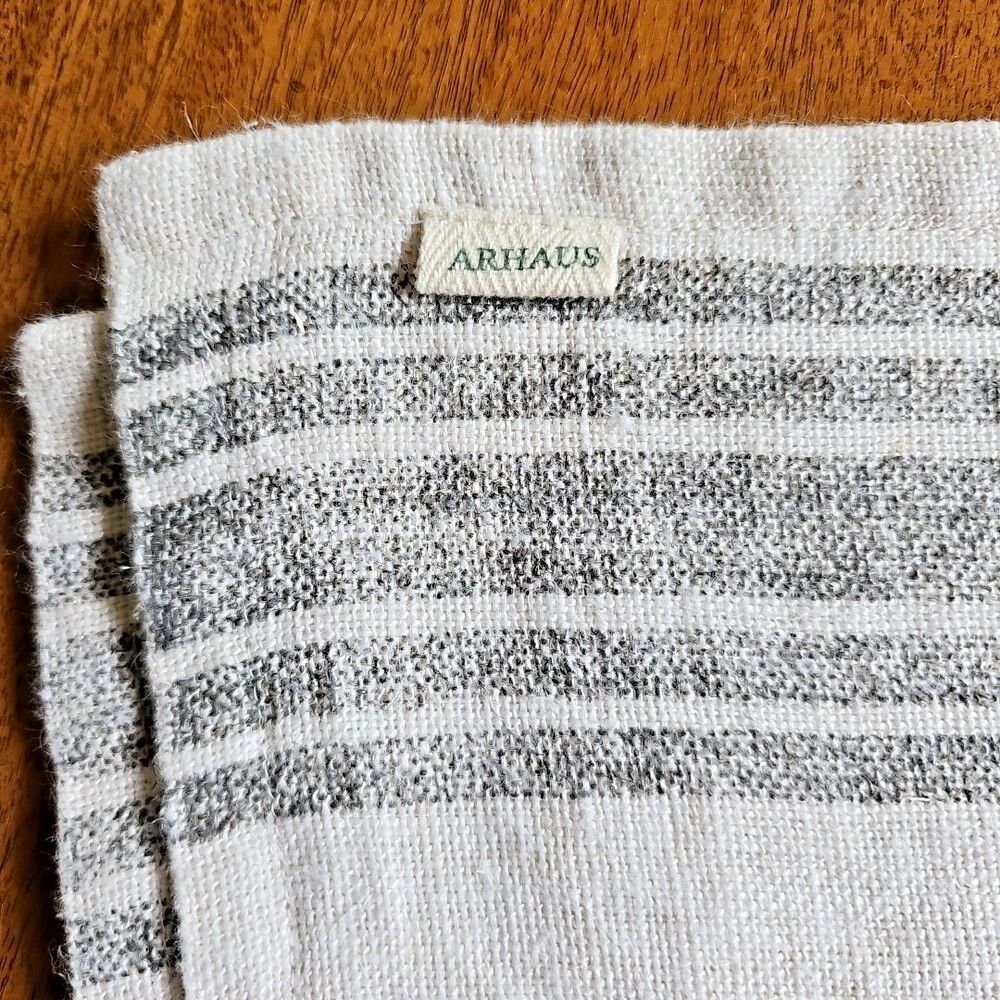 Arhaus 100% Linen Pillow Covers lot 6 Black White Stripe Boho Coastal Farmhouse - Picture 3 of 11